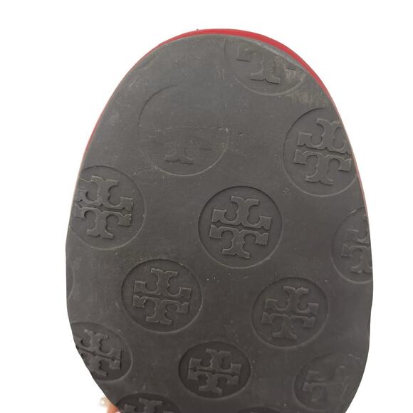 Tory Burch Red Patent Leather Ballet Flats Size 8M Logo Toe Brazil - Picture 10 of 13